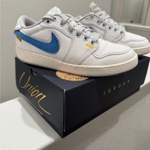 Jordan White and Blue Athletic Shoes Retro Style